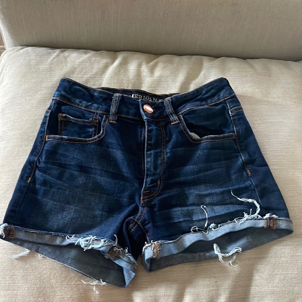 Dark wash denim high rise shorts American Eagle